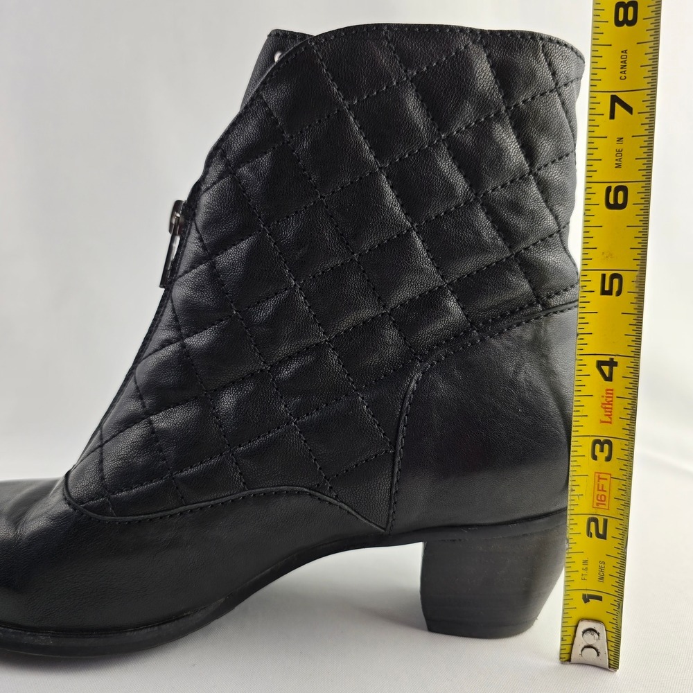 FIDJI Women's Black Quilted Silver Studded Leather Heeled Ankle Boots 40 - Picture 14 of 15